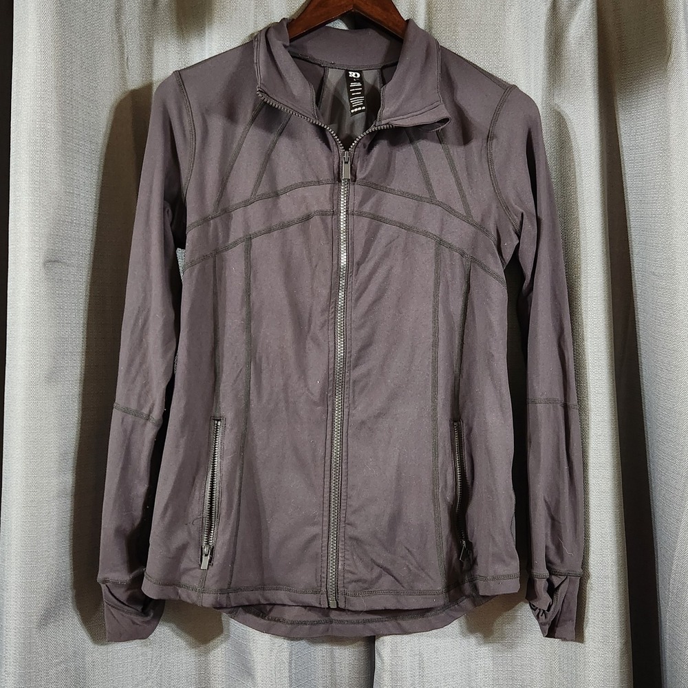 Ranch Dress'n Womens L Gray Full Zip Performance Riding Jacket Thumbholes Vented